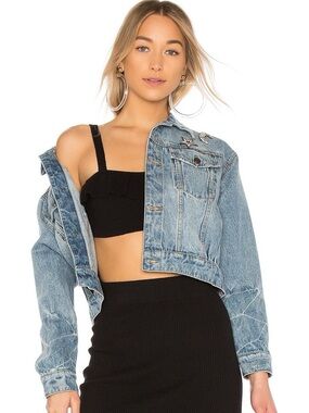 JOIE Redmondia Cropped Denim Jacket Sz L